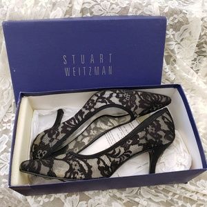 Sexy Stuart Weitzman Black Lacy Chantelle Shoes 8